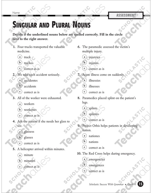 Irregular Plural Nouns Worksheet For 3rd Grade Singular And Plural