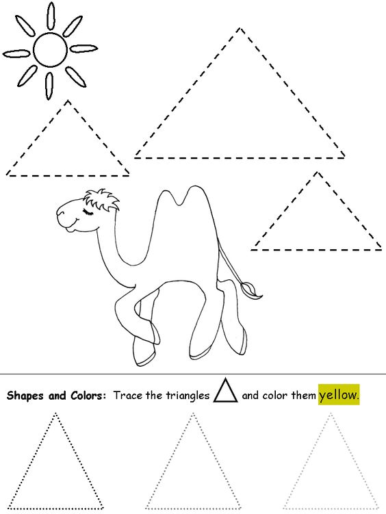 Kindergarten Geometry Worksheets Triangle Shapes For Preschool