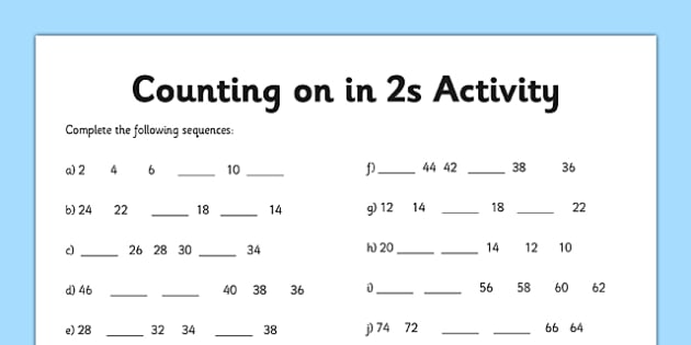 Learning Numbers Worksheets Counting In 2s Worksheet Counting