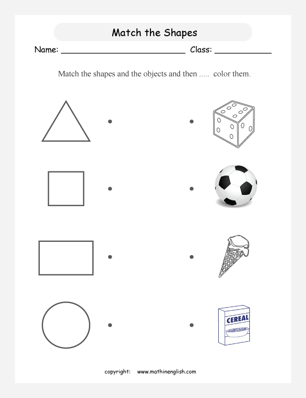 Match The Shapes And The Objects And Then    Color Them