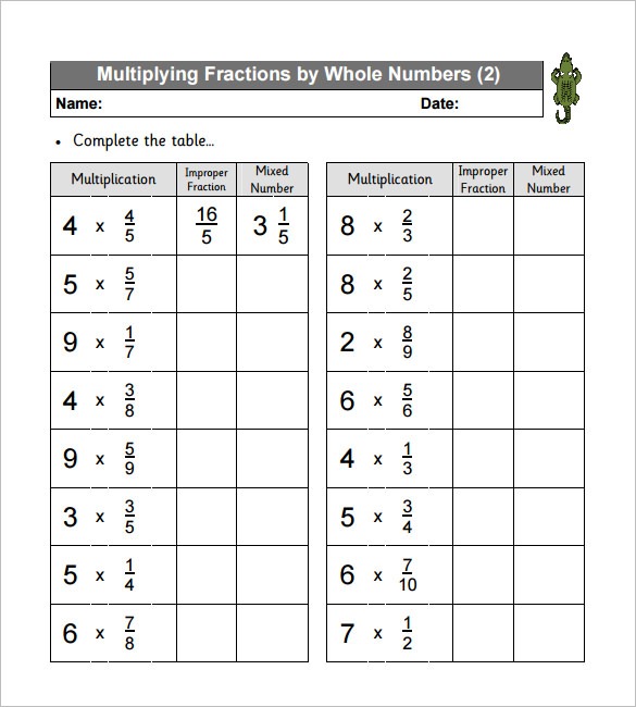 10+ Multiplying Fractions Worksheet Templates