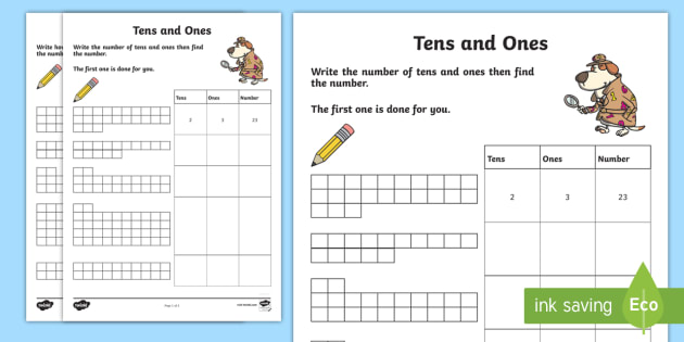 Tens And Units Worksheet   Worksheet