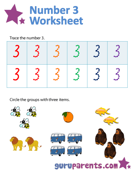 Number 3 Worksheets