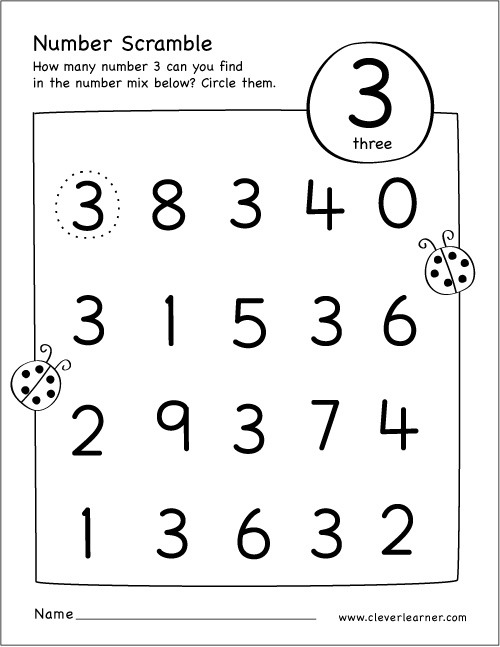 Number 3 Worksheets