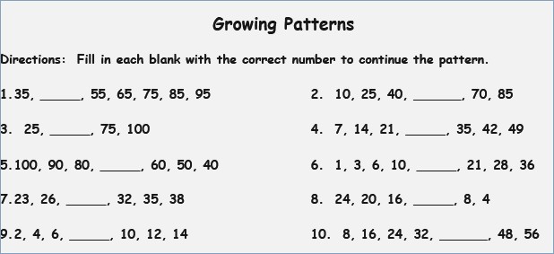 Number Patterns Worksheets 2nd Grade Patterns Worksheets 4th Grade