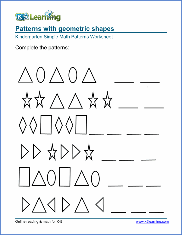 Free Preschool & Kindergarten Pattern Worksheets