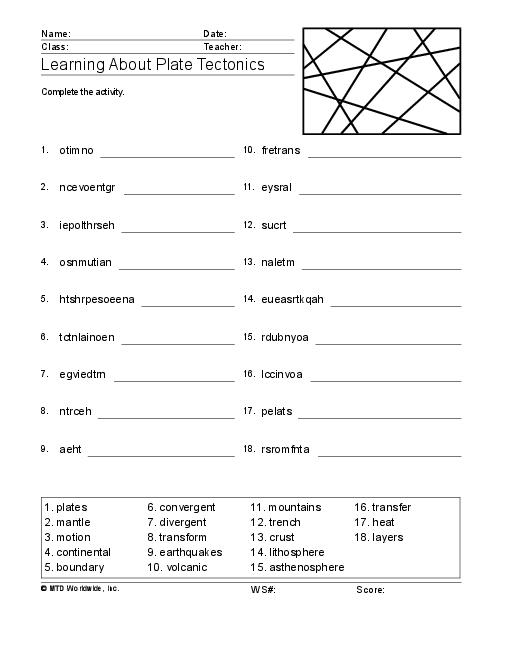 Plate Tectonics Worksheets Theory Plate Tectonics Worksheet