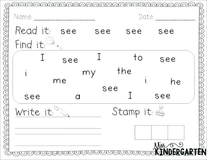 Prek Sight Word Worksheets Printable Worksheets For Playgroup