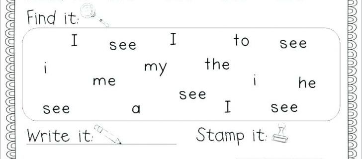 Prek Sight Word Worksheets Printable Worksheets For Playgroup