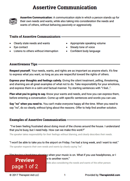 Assertive Communication (worksheet)