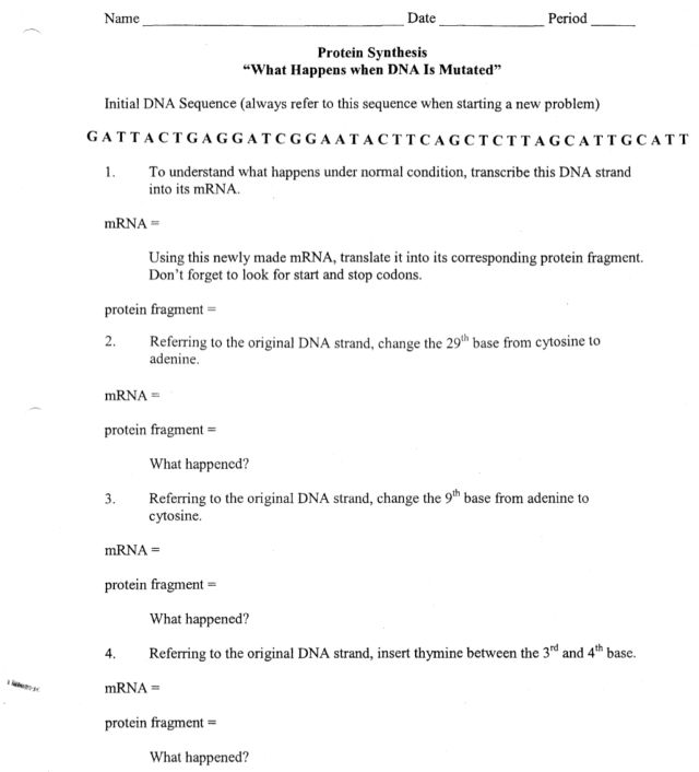 Say It With Dna Protein Synthesis Worksheet Answers