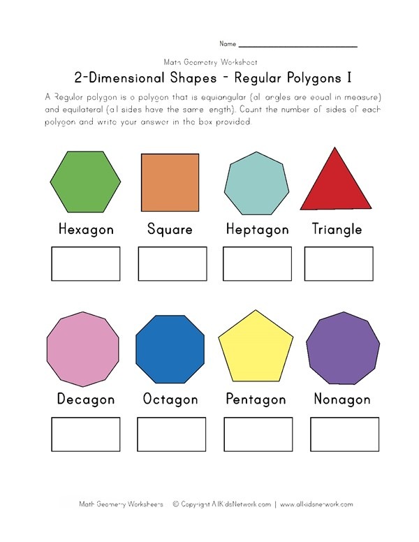 Regular Polygons Worksheet 1