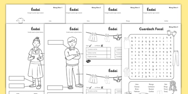 Clothes Worksheet   Worksheet Pack Gaeilge