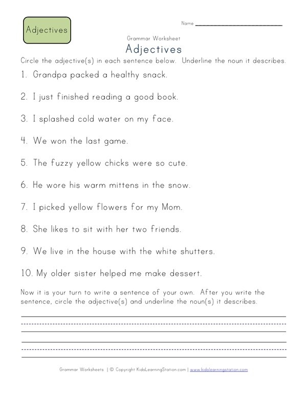 Circle The Adjectives Worksheet 2