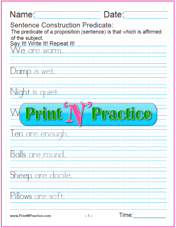 Predicate Nominative Worksheets  Practice Printables