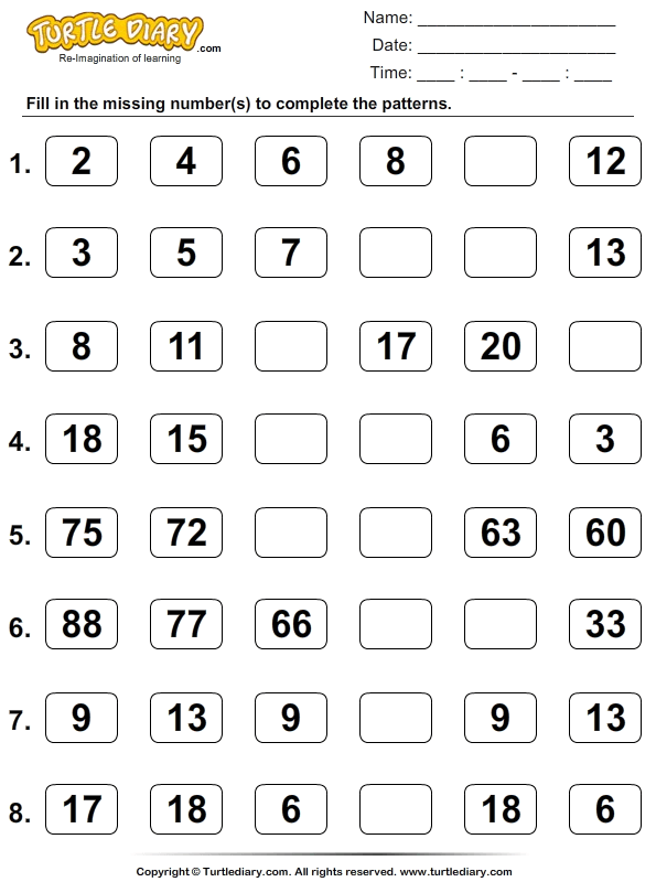 Skip Count To Complete Patterns Worksheet