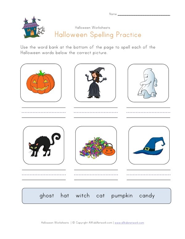 Halloween Spelling Practice Worksheet