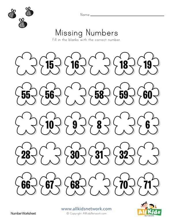 Spring Missing Numbers Worksheet