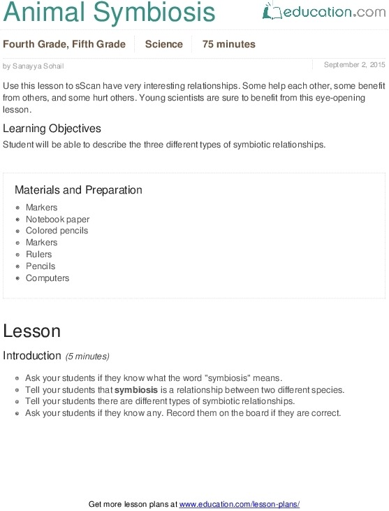 Symbiosis Worksheet