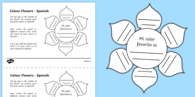 Mfl Spanish Colour Flowers Worksheet   Worksheet, Worksheet