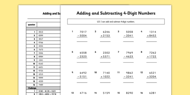 Adding And Subtracting 4