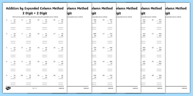 Column Method Addition Year 3