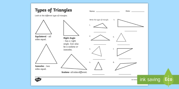 Types Of Triangle Worksheet