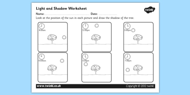 Light And Shadow Worksheet