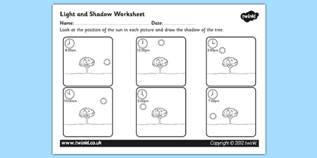 Light And Shadow Worksheet