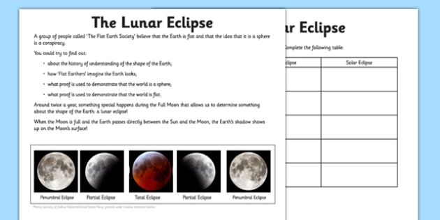 Lunar Eclipse Worksheet   Worksheet Pack