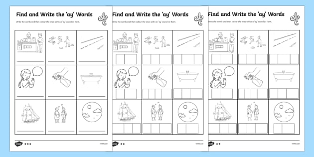 Find And Write The Ay Words Differentiated Worksheet   Worksheets