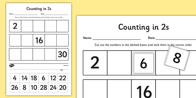 Skip Count By 2s Cut And Stick Worksheet   Worksheet
