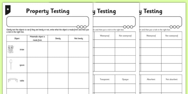 Testing Properties Worksheet   Worksheet