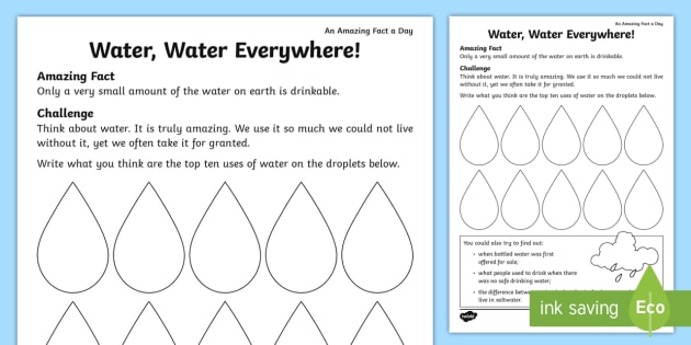 Water, Water, Everywhere! Worksheet   Worksheet