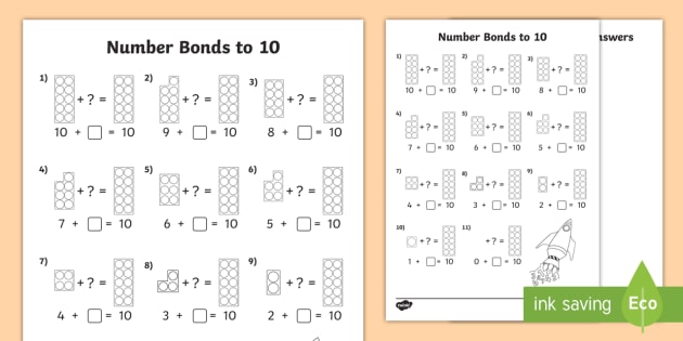 Number Shapes Number Bonds To 10 Worksheet   Worksheet
