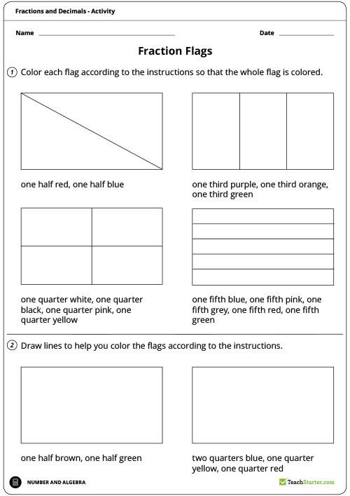 Fraction Flags Worksheet Teaching Resource â Teach Starter