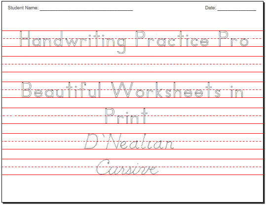 Make Beautiful Handwriting Practice Worksheets