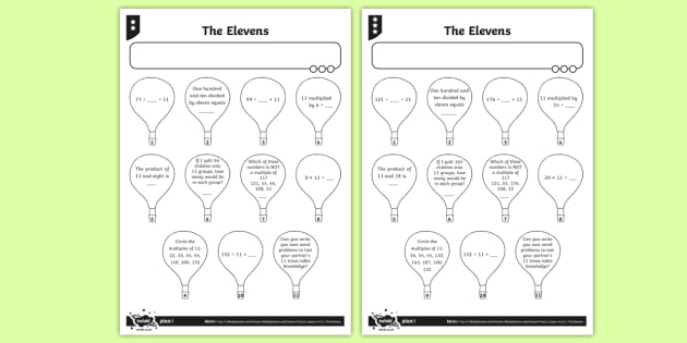 11 Times Table Worksheet   Worksheets