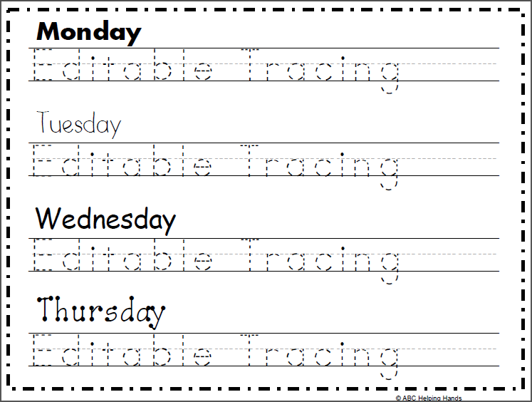 Free Editable Name Tracing Worksheet