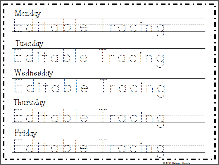 Editable Name Tracing Worksheet