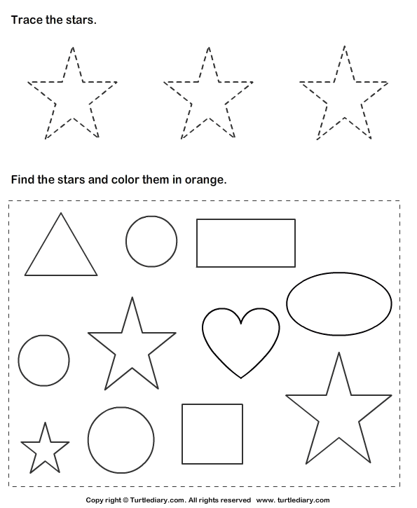 Trace Stars And Color Them Worksheet