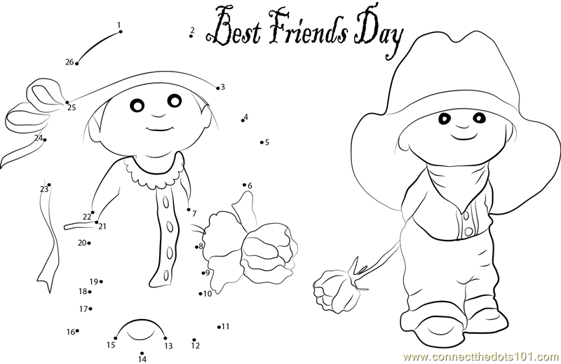 Two Lovely Friendship Dot To Dot Printable Worksheet
