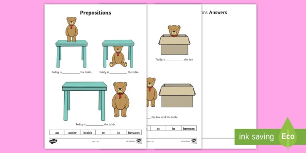 Teddy Prepositions Worksheet   Worksheet