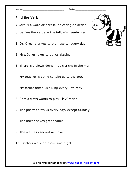 Printables  Free Verb Worksheets  Lemonlilyfestival Worksheets