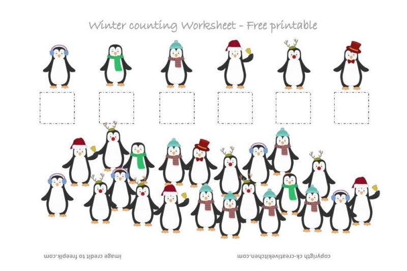 Winter Penguin Counting Worksheet