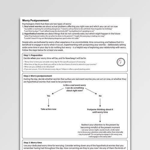 Worry Postponement Worksheet Pdf