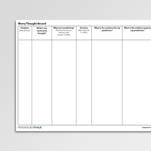 Worry Thought Record Worksheet Pdf