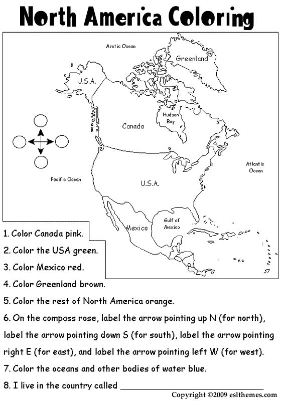Printable Picture Of North America