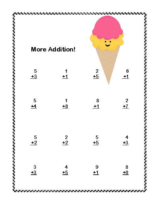 First Grade Math Addition & Subtraction Within 20 Worksheets Ice