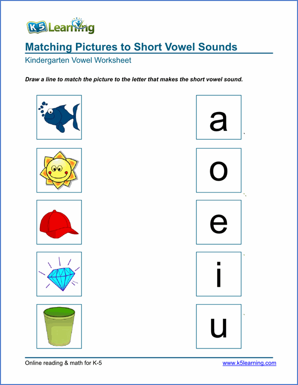 Kindergarten Vowel Worksheets